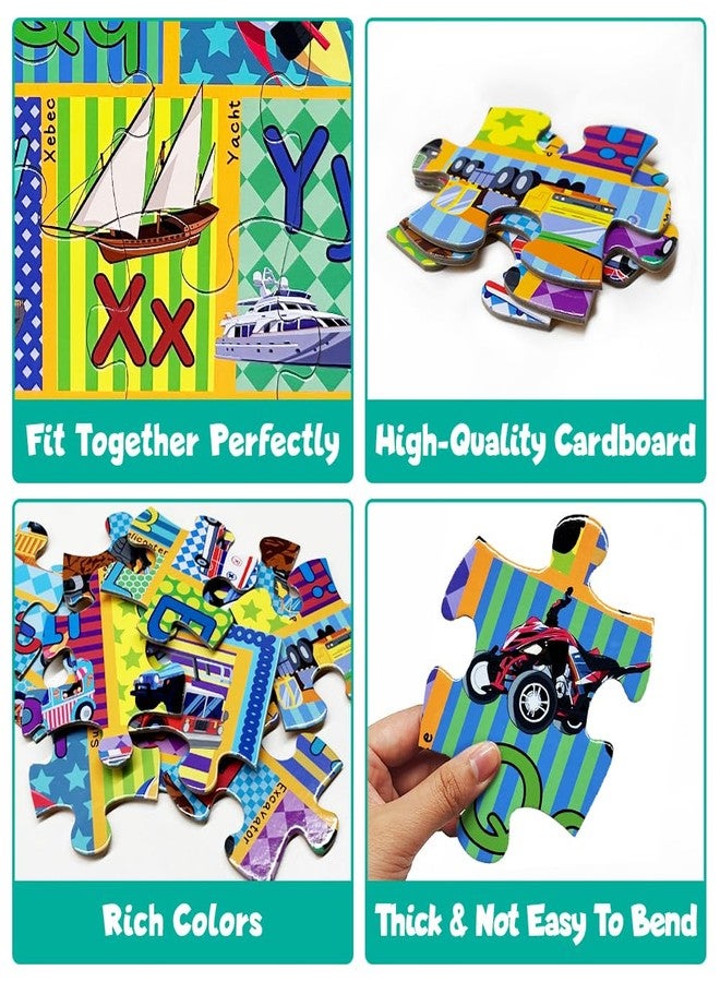 LithoConcepts Floor Puzzle for Kids,48 Piece Transportation Letter A-Z Alphabet Puzzle,Vivid of Cartoon Design Letter Games for Preschoolers,Learn ABCs with Fun- Interactive Educational Toy for Ages 3+ - Image 3